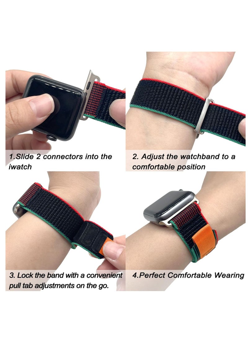 BORTONY - Apple Watch Band Alpine Loop Band 38mm 40mm 41mm Pack of 2 for Men Women Nylon Woven Sport Strap Compatible with iWatch Series 8 Ultra 7 SE 6 5 4 3 2 1 - Image 1