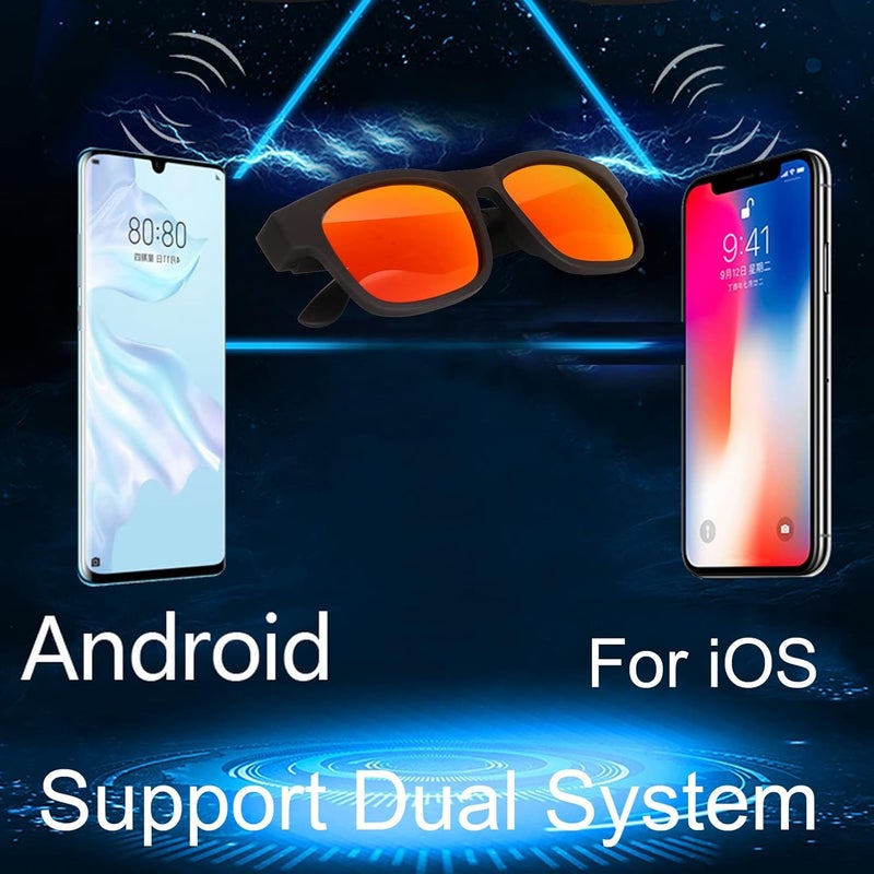 النظارات الذكية ، النظارات الشمسية الذكية إلغاء الضوضاء مكالمة مفتوحة مع اتصال بلوتوث لاجتماعات الألعاب (الذهبية) - Image 2