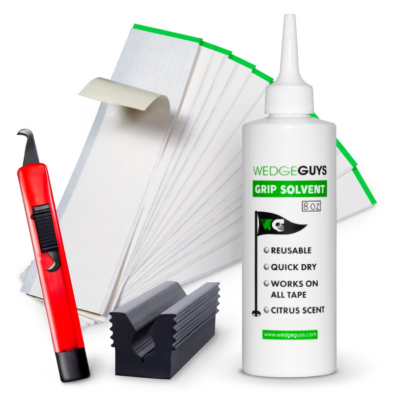 Wedge Guys Golf Grip Kits for Regripping Golf Clubs - Professional Quality - Options Include Hook Blade, 15 or 30 Tape Strips, 5 or 8 oz Solvent, Grip Tape Remover, Bench Vise & Rubber Clamp - Image 1