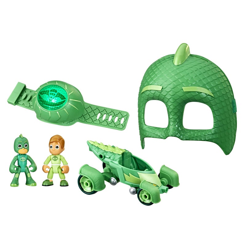 PJMASKS PJ Masks Gekko Power Pack Preschool Toy Set with 2 Action-Figures, Vehicle, Wristband, Costume Mask, Kids 3+ Years - Image 1
