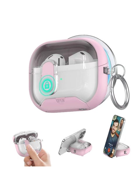 Eco Compatible with Samsung Galaxy Buds 3 Pro Case Full-Body Shockproof (Secure Lock)Galaxy Buds 3 Pro (2024) with Carabiner (Pink)