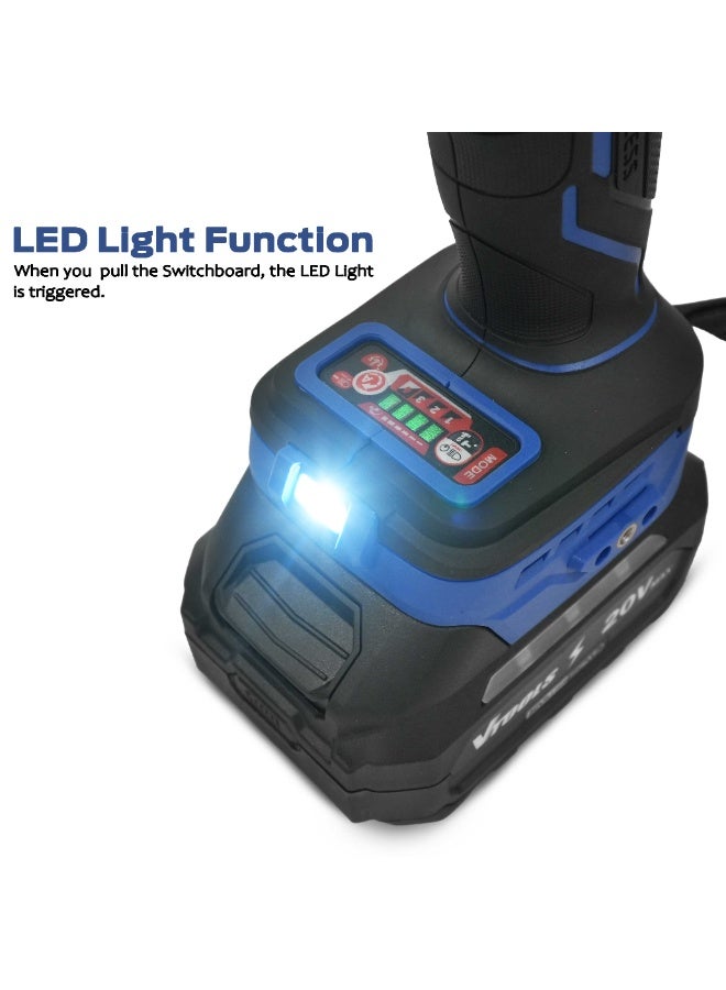 VTOOLS 20V Cordless Brushless Impact Wrench with 4.0Ah Battery and Charger - Image 5