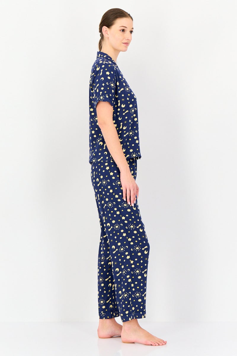 Kathy Ireland Women 2 Pieces Allover Print Top And Pant Pajama Set, Multicolor  - Image 4