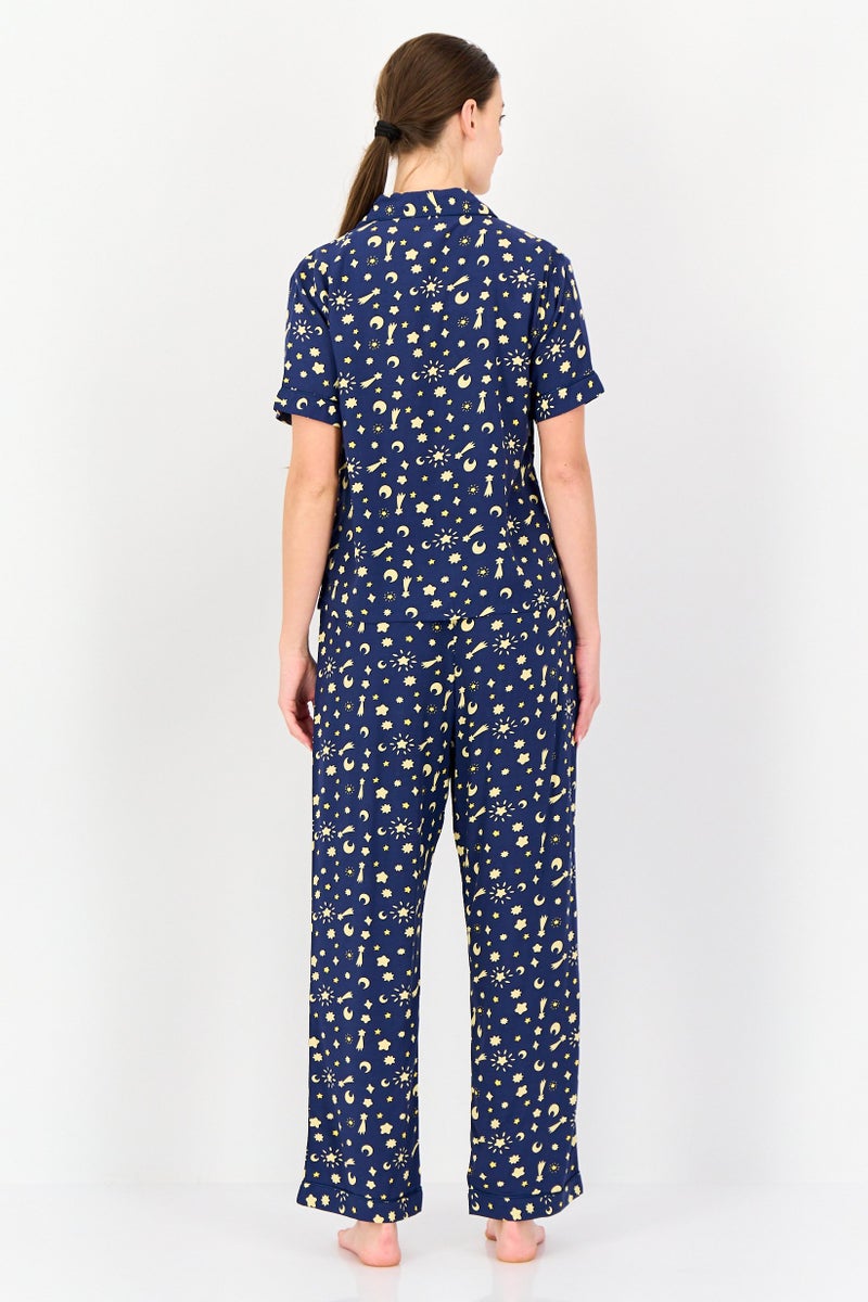 Kathy Ireland Women 2 Pieces Allover Print Top And Pant Pajama Set, Multicolor  - Image 3