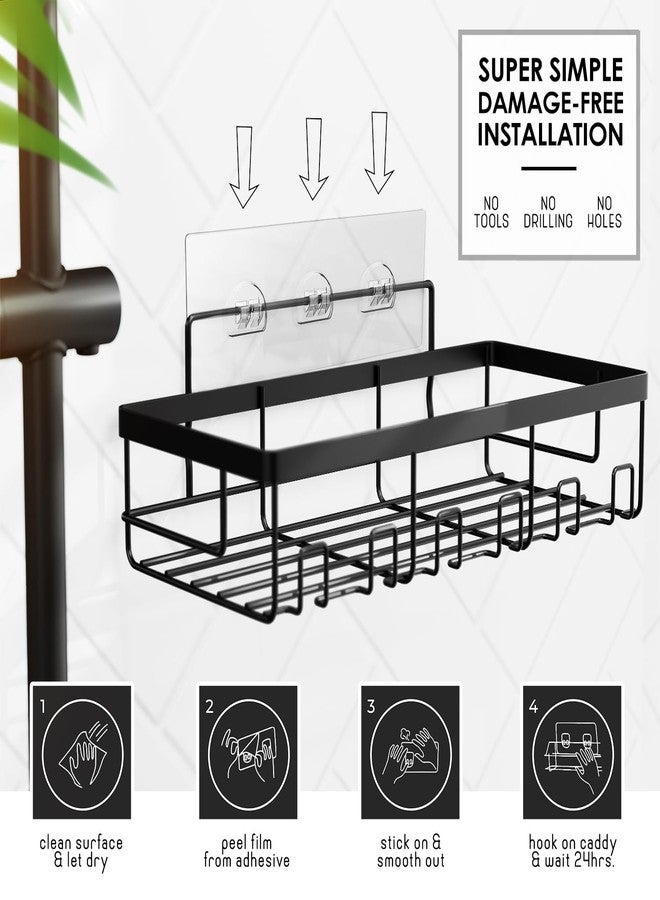 كلارا كلارك طقم ستارة حمام كلارا كلارك باللون الأزرق المخضر مع رف تعليق أسود - ستائر حمام قماشية ورفوف حمام من الفولاذ المقاوم للصدأ، أطقم ستائر حمام مع رف زاوية للحمام - Image 5