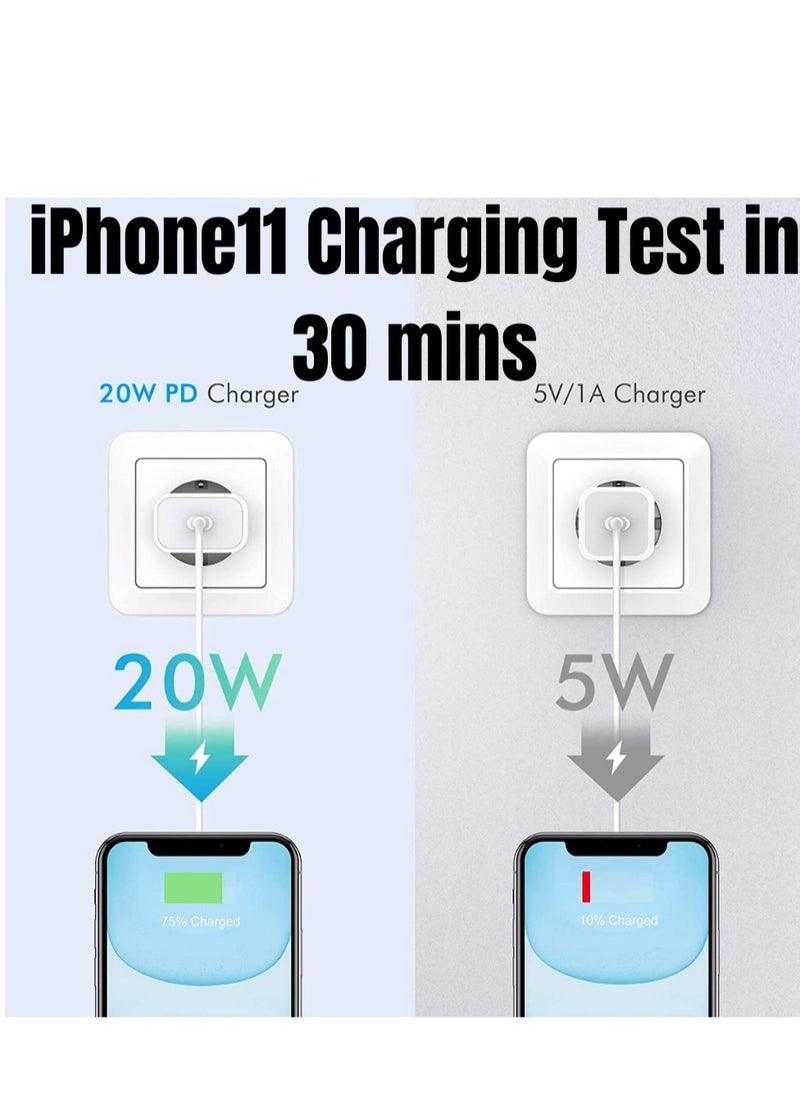 20W USB-C Power Adapter PD Fast Charger Cable For iPhone 14 13 12 11 Pro Max XR