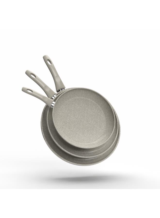 Top Chef Granite3 pieces set ( fraying pan 20 \ 24 \ 26 ) biege (Suitable For Induction) - Image 4