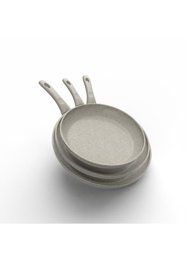Top Chef Granite3 pieces set ( fraying pan 20 \ 24 \ 26 ) biege (Suitable For Induction) - Image 2