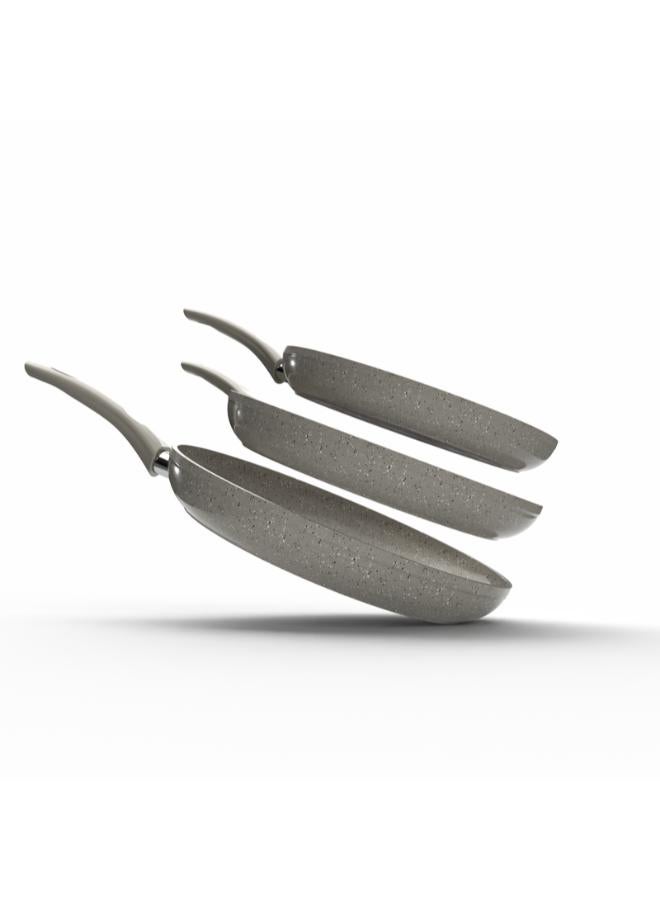 Top Chef Granite3 pieces set ( fraying pan 20 \ 24 \ 26 ) biege (Suitable For Induction) - Image 1