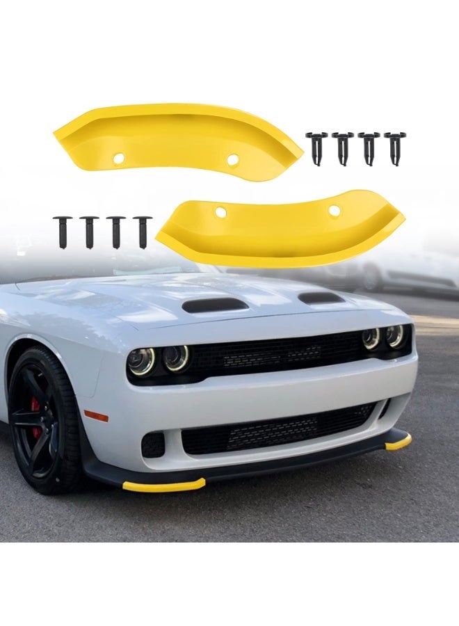 KISSUN Front Bumper Lip Splitter Protector Compatible with Dodge Challenger SRT Hellcat 2015-2021 2015 2016 2017 2018 2019 2020 2021, SRT Challenger Accessories, Not for Widebody, Yellow, 2pcs - Image 1