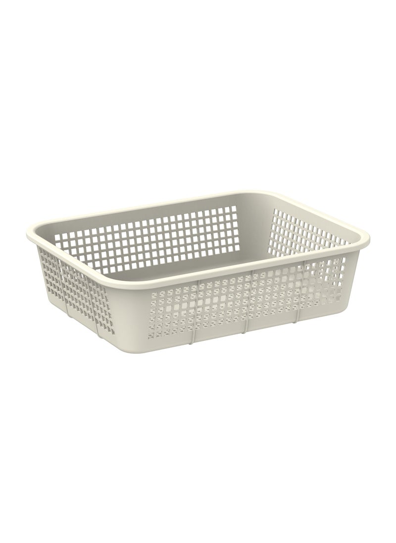 Cosmoplast - سلة تخزين فواكه متوسطة بلاستيك أبيض فاتح 36x27x10 سم - Image 1