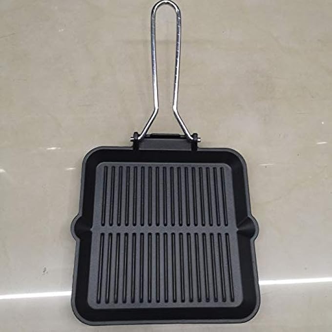 Gulfdealz Simple Home Square Cast Iron Grill PanNonstick Grill Skillet With Foldable Handle Household Thick Steak Fried Baking Pan Frying Pan Pans - Image 2