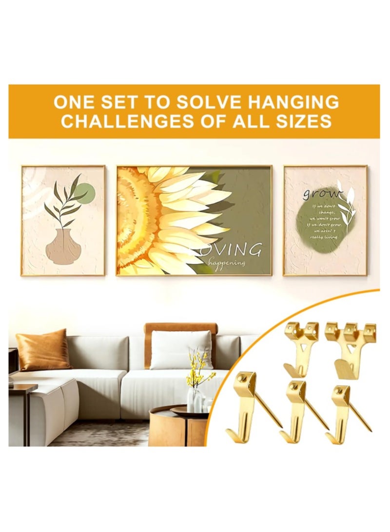 ZFHDBM 303Pcs Picture Hanging Kit, Picture Hangers Assorted Kit with Heavy Duty Picture Hanging Hooks/Hardware Nails/Sawtooth/Wire/D Rings/Level, Metal Picture Wall Hooks for Frame Canvas Mounting - Image 5
