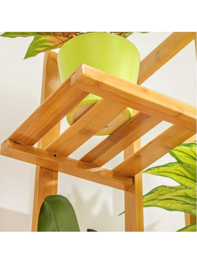 Rubik - Plant Stand 7 Tier Bamboo Flowers Pots Stand for Indoor Outdoor Balcony Living Room Patio Home Décor Multi Shelf Display Rack (45x22x145cm Beige) - Image 1