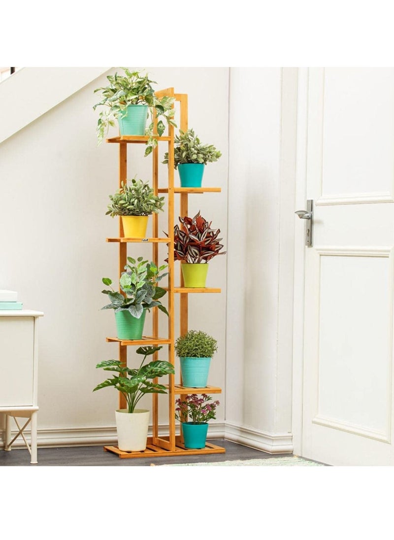Rubik - Plant Stand 7 Tier Bamboo Flowers Pots Stand for Indoor Outdoor Balcony Living Room Patio Home Décor Multi Shelf Display Rack (45x22x145cm Beige) - Image 1