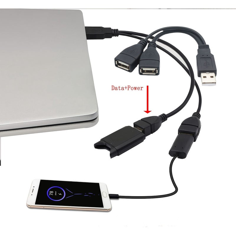USB 2.0 Splitter Cable 1 in 2 Out USB A Male to Dual USB A Female Extension Adapter Y Splitter for High Speed Data Transfer and Charging Compatible with PC PS5 Xbox Car Printer Keyboard Mouse Flash Drive 11.81inch/1Pc - Image 3