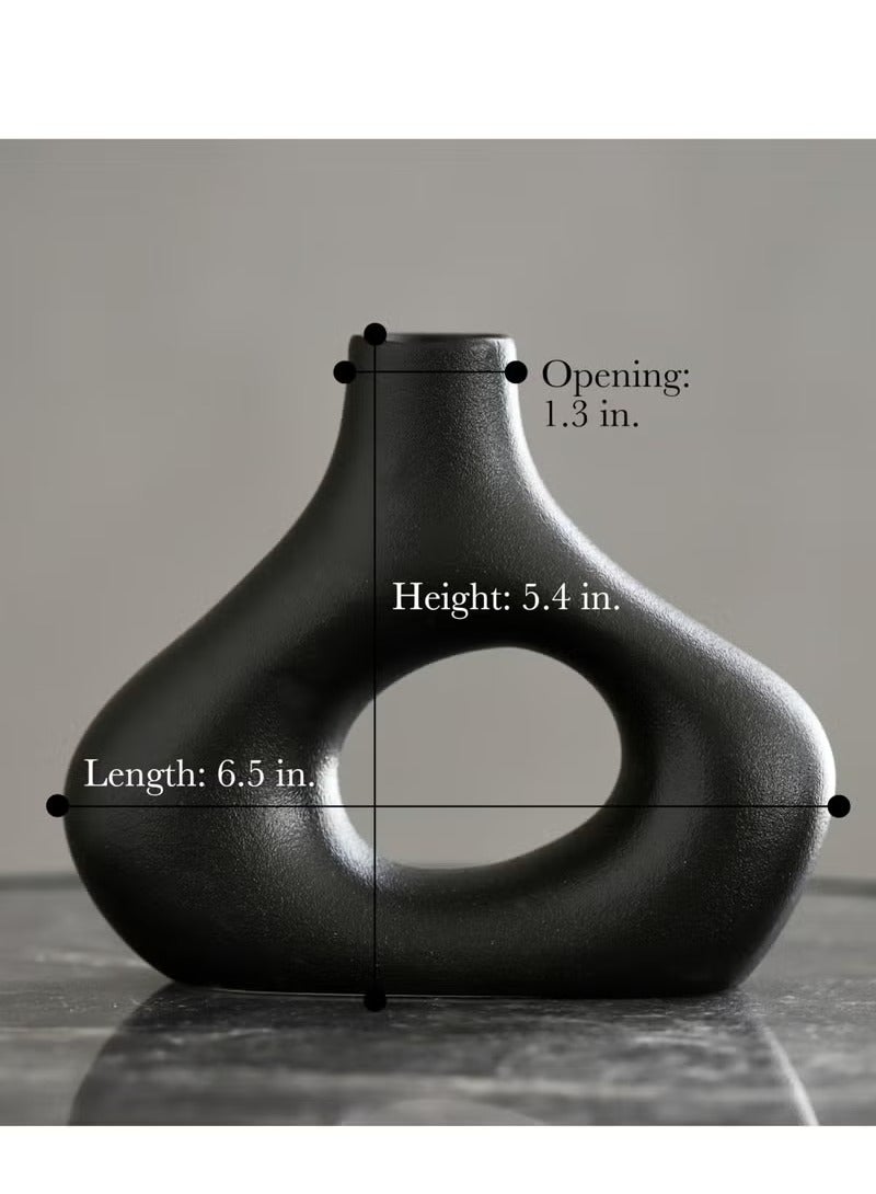 دونات زهرية ، 2 قطعة - الحد الأدنى من نمط الشمال الأوروبي ، الخزف الأبيض زهرية الديكور - طاولة الطعام المركزية ، الزفاف ، غرفة المعيشة ، رف الكتب ، غرفة نوم ، مكتب ، ديكور المنزل البوهيمي الحديثة - Image 5