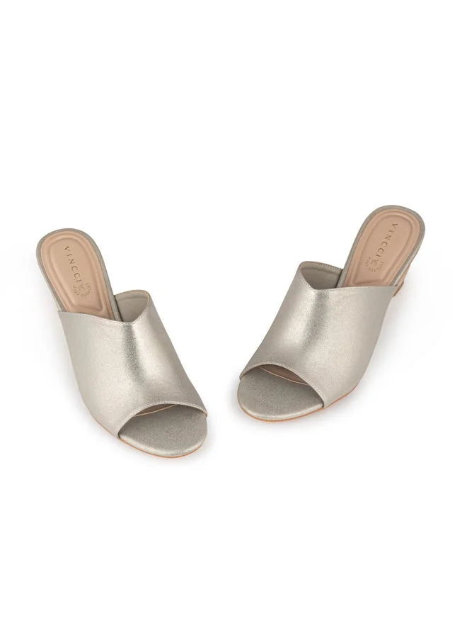 Vincci Gold Women One Strap Mid Heel Sandals for Women | Best Price UAE