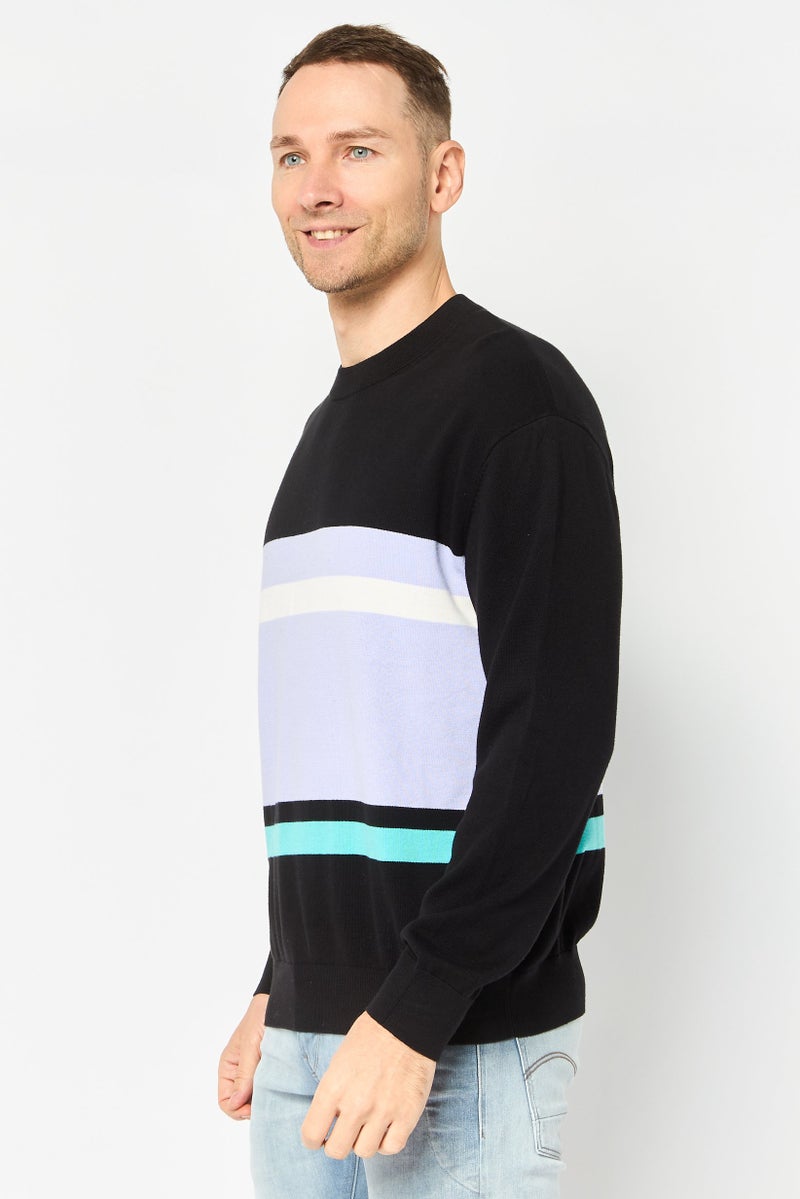 SELECTED Men Crew Neck Long Sleeve Stripe Sweatshirt, Multicolor - Image 2