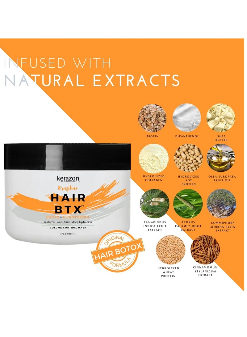 KERAZON Brazilian Hair BTX Treatment Mask 8oz 236ml provides repair for damaged, dry, smoothing, deep conditioning and hydration, nutrition, shine, softness, volume control and smoothness.  - Image 2