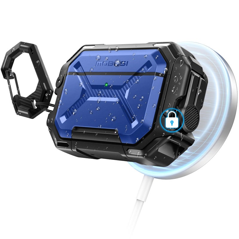 MOBOSI for AirPods Pro 3 Case [IP68 Waterproof Case for iPods Pro 3&Compatible with MagSafe] Military Grade Protective Earpods Pro3 Cover with Secure Lock, Keychain & Phone Stand (2025),Royal Blue - Image 1