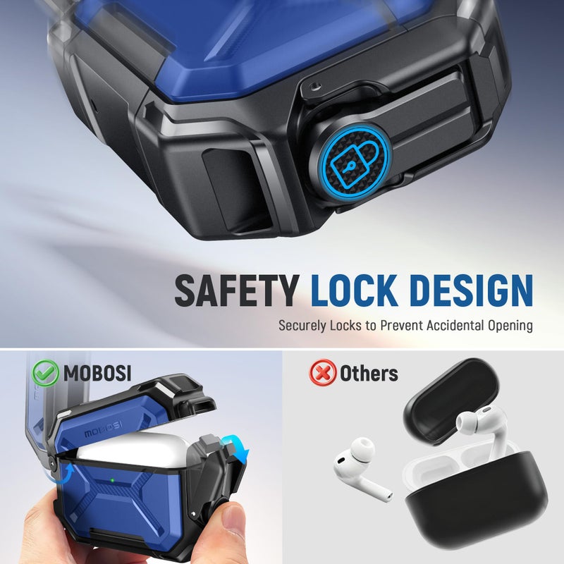 MOBOSI for AirPods Pro 3 Case [IP68 Waterproof Case for iPods Pro 3&Compatible with MagSafe] Military Grade Protective Earpods Pro3 Cover with Secure Lock, Keychain & Phone Stand (2025),Royal Blue - Image 4