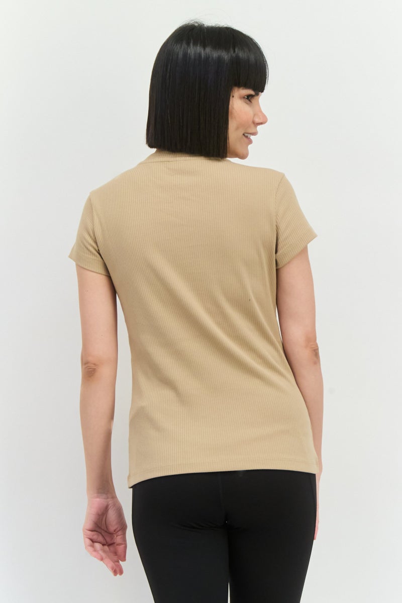 PUMA Women Slim Fit Short Sleeves Outdoor Top, Tan - Image 3