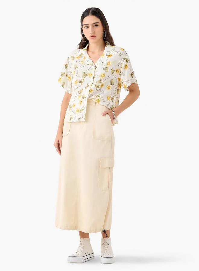 لي كوبر قميص لي كوبر بقصة عادية وطبعة زهور وياقة كامب وأكمام قصيرة