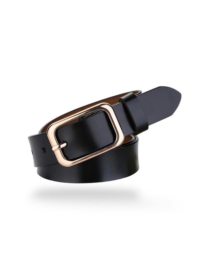 CaserBay Women's Belt Genuine Leather Belts Durable Waist Belt Chrome Gold Solid Alloy Buckle Waistband For Pants, Jeans, 2-Pack, Black & Burgundy, For Waist 28"- 34", Women Size S-M, 4-6 - Image 4