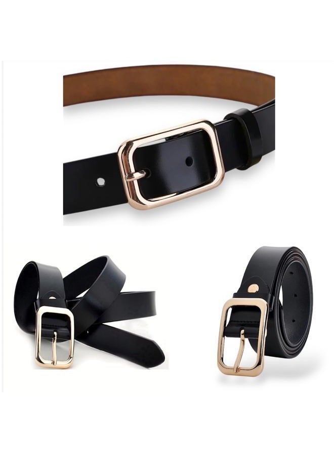 CaserBay Women's Belt Genuine Leather Belts Durable Waist Belt Chrome Gold Solid Alloy Buckle Waistband For Pants, Jeans, 2-Pack, Black & Burgundy, For Waist 28"- 34", Women Size S-M, 4-6 - Image 5