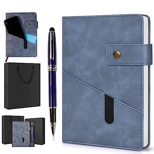 vfaejll A5 Lined Leather Journal Notebook,Hardcover Journal Set with Pen and Gift Box,100Pages 100gsm Thick Ruled Paper Daily Diary for Men Women School,Travel,Business,Work,Writing 5.9" X 8.4" - Image 1