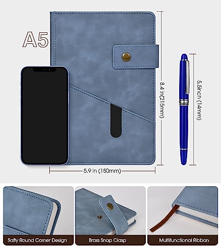 vfaejll A5 Lined Leather Journal Notebook,Hardcover Journal Set with Pen and Gift Box,100Pages 100gsm Thick Ruled Paper Daily Diary for Men Women School,Travel,Business,Work,Writing 5.9" X 8.4" - Image 2