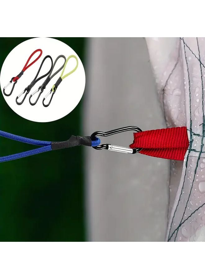 Red 2pcs Elastic Rope with Anti Slip Hooks Retractable Tent Cord for Outdoor Camping - Image 4