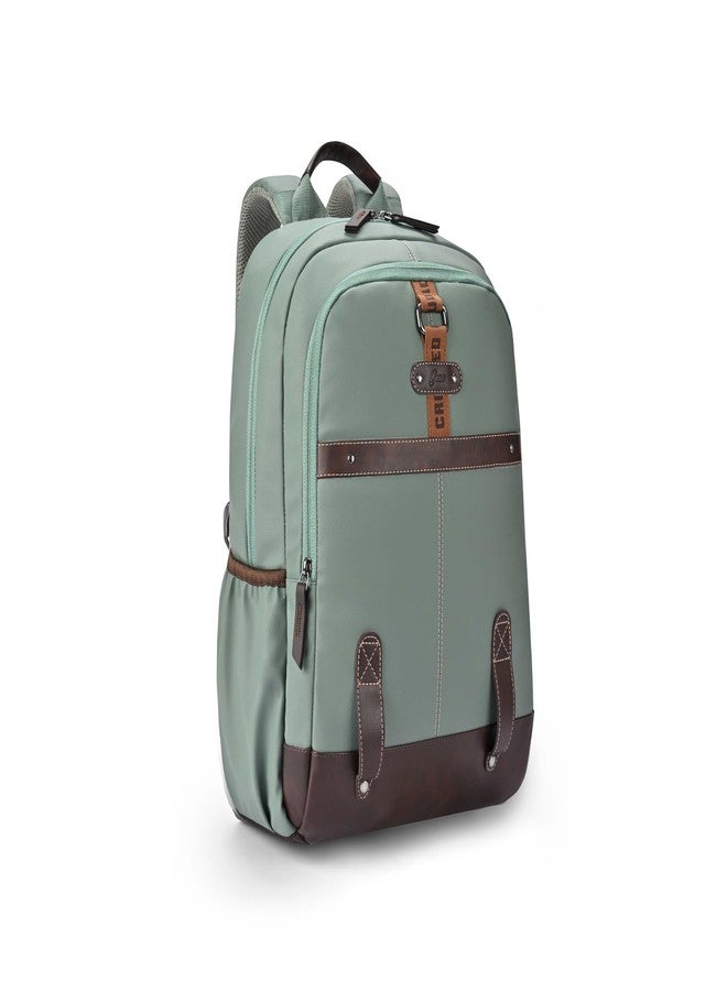 Gear Classic 4 Faux Leather (Without Anti Theft) 16"/20L Medium Water Resistant Laptop Backpack/Casual Backpack/Daypack/Travel Backpack/College Bag For Men/Women(Sage Green-Brown) - Image 1