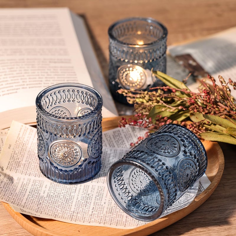DARJEN Blue Votive Candle Holders Set of 36 - Votive Candle Holders Bulk, Glass Candle Holder for Party Decoration, Tea Lights Candle Holders for Wedding - Image 5