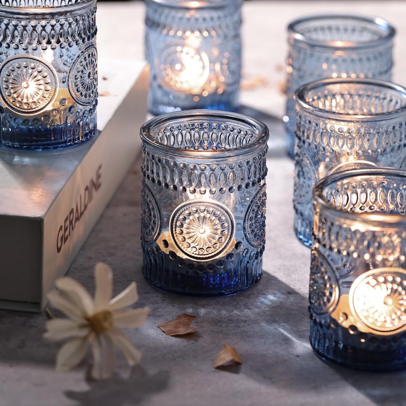 DARJEN Blue Votive Candle Holders Set of 36 - Votive Candle Holders Bulk, Glass Candle Holder for Party Decoration, Tea Lights Candle Holders for Wedding - Image 3