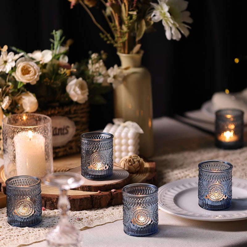 DARJEN Blue Votive Candle Holders Set of 36 - Votive Candle Holders Bulk, Glass Candle Holder for Party Decoration, Tea Lights Candle Holders for Wedding - Image 4