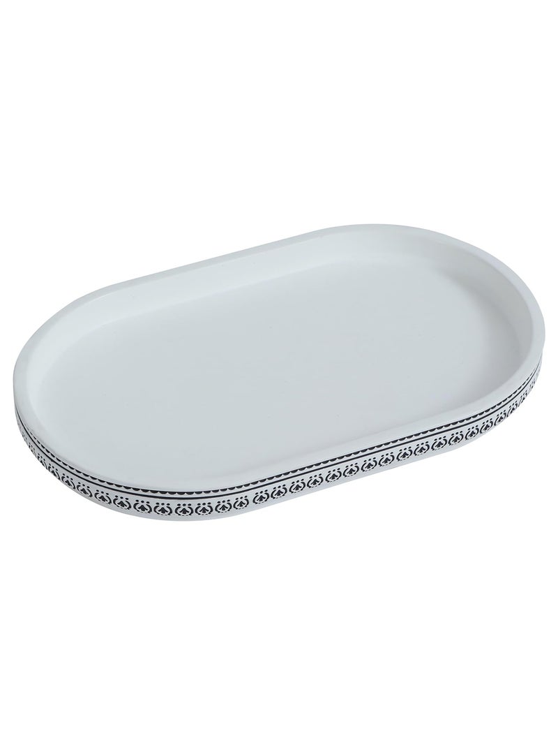 Obsessions Polyresin Textured Bath Tray, White & Black - Image 3