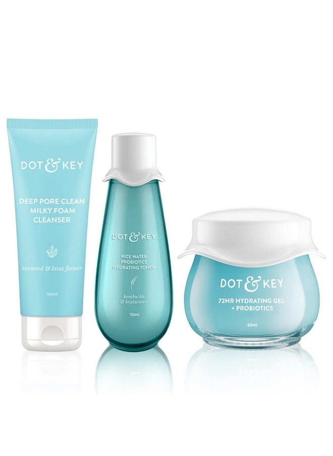 Dot & Key Skin Hydration Ctm Kit Liquid Cleanser 100Ml Toner 150Ml Moisturizer 60Ml  - Image 1