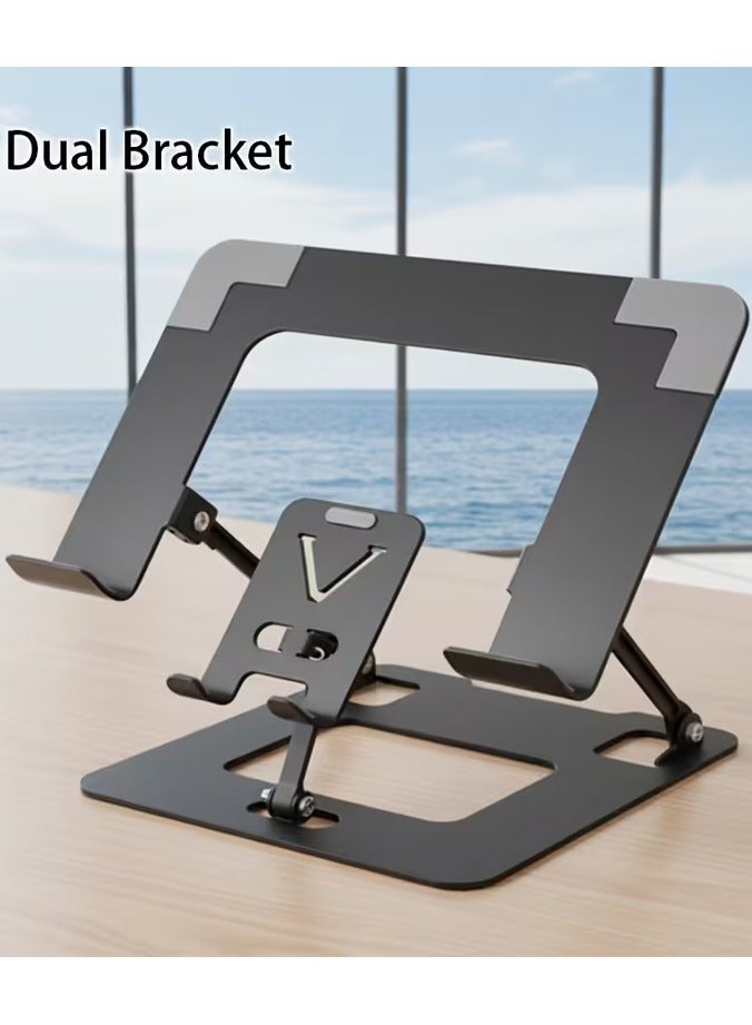 Laptop Stand with Fan,Laptop Cooling Stand with 2 Detachable Quiet Fans & Phone Holder, Adjustable Height & Angle,Laptop Cooling Pad for 10-18" Laptops, MacBook Pro,Gaming Laptops, Tablets - Image 2