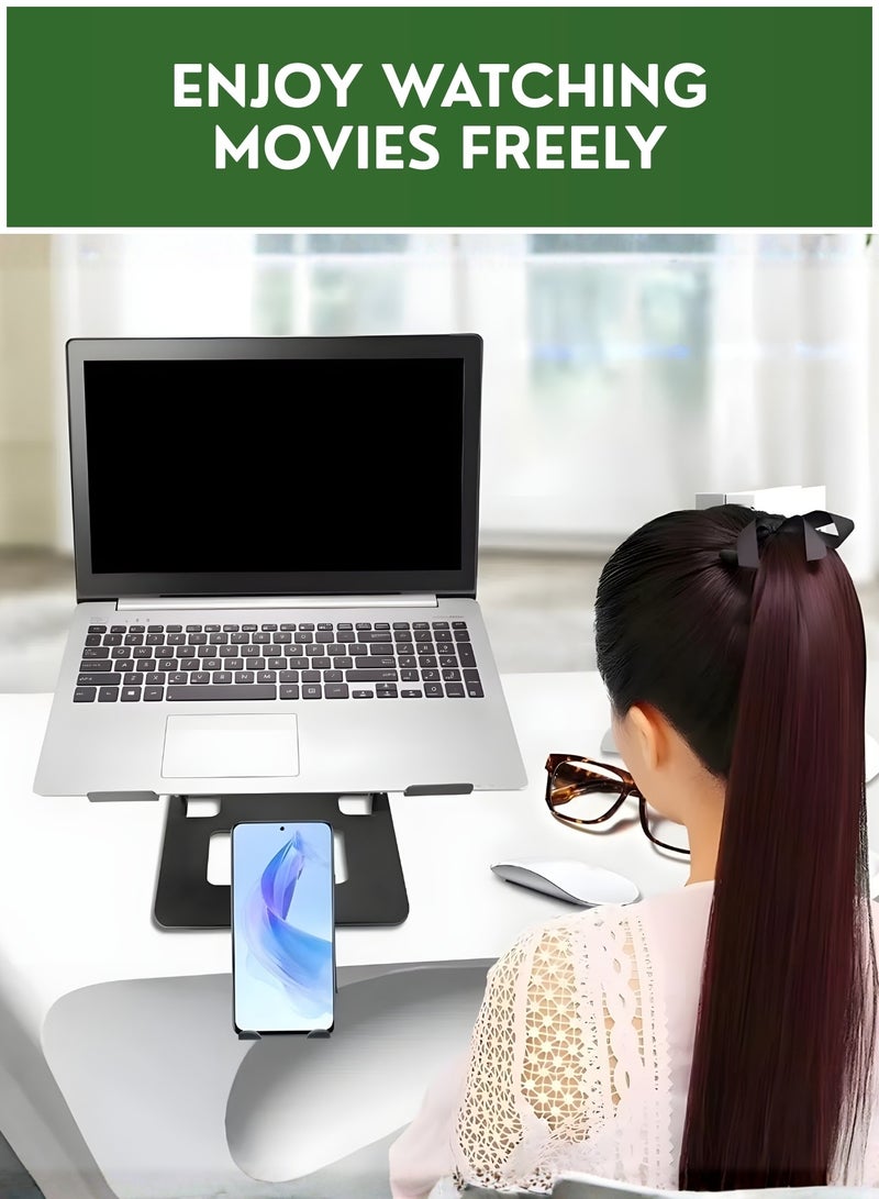 Laptop Stand with Fan,Laptop Cooling Stand with 2 Detachable Quiet Fans & Phone Holder, Adjustable Height & Angle,Laptop Cooling Pad for 10-18" Laptops, MacBook Pro,Gaming Laptops, Tablets