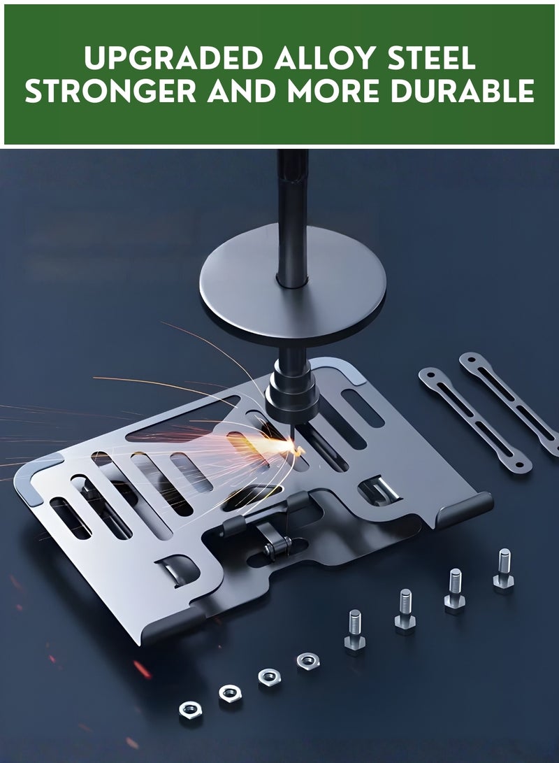 2-in-1 Adjustable Laptop Stand with Phone Holder – Foldable Aluminum Laptop Riser for Desk, Portable Ergonomic Notebook Stand with Cooling Vent & Silicone Pads for 10-17.3 Inch MacBook, Laptop & Tablet - Image 4