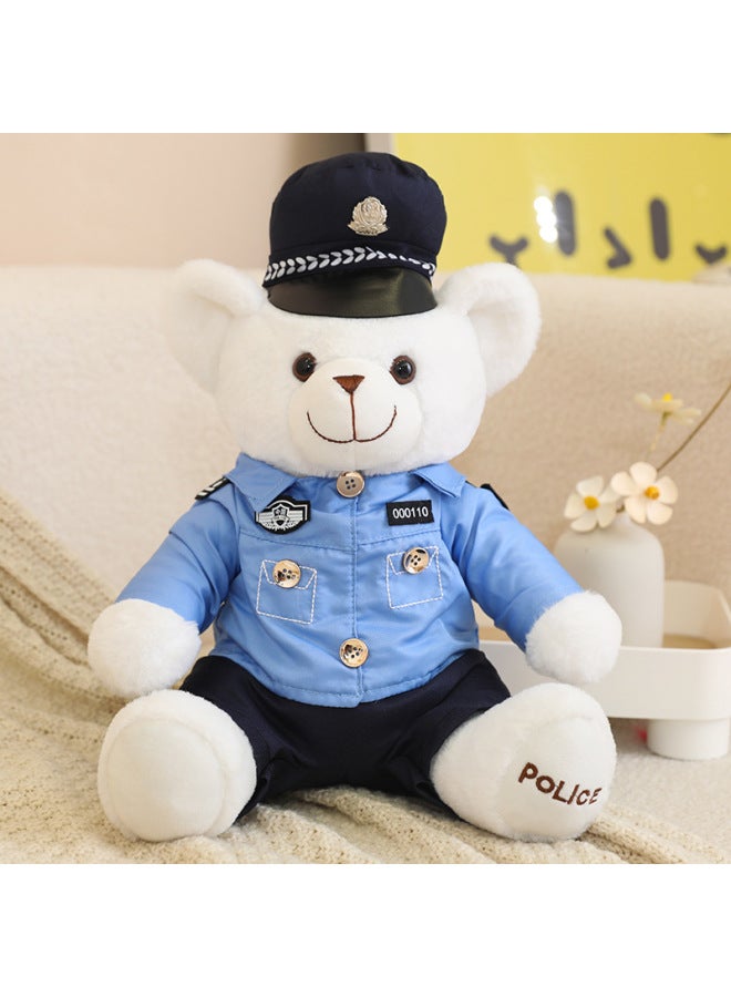 Traffic Police Bear Doll Teddy Bear Plush Toy Doll Special Police Fire Police Bear Police Bear Doll Wholesale-Color:White Police Bear ]-Height:25cm +exclusive Gift Bag - Image 1