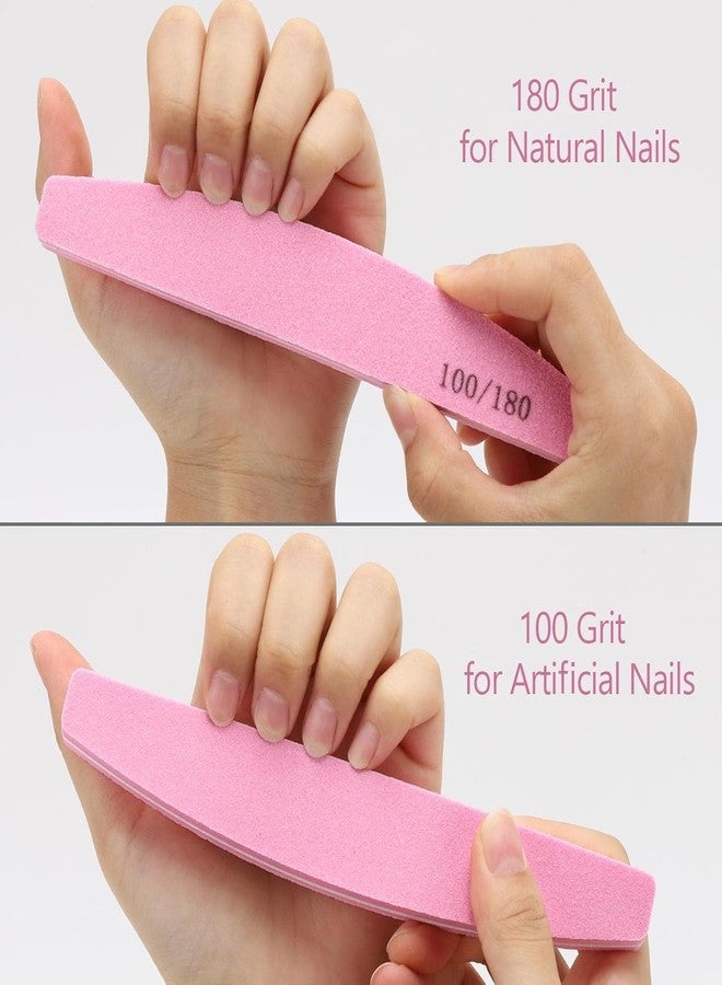 HMAA Professional Nail Soft Buffer & File Sponge Set, Double-Sided 100/180 Grit Washable, Essential Manicure Pedicure Tool for Smooth, Polished Nails (Pack of 10)(Pink) - Image 2