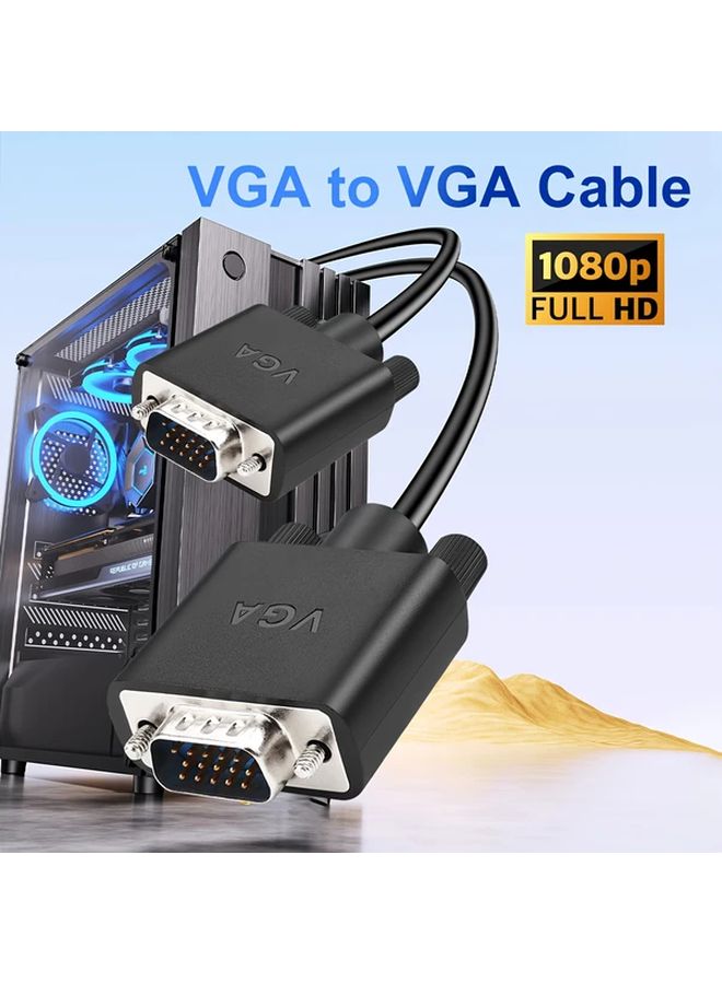كابل VGA بطول 10 أقدام، ذكر إلى ذكر، بتصميم مسطح للشاشة، جهاز الكمبيوتر، صندوق التلفزيون، جهاز الألعاب، جهاز العرض - Image 1