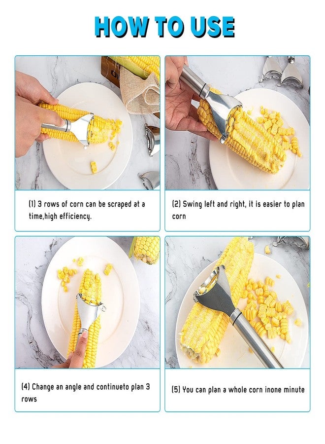 WXJ13 3 Pcs Magic Corn Peeler - Stainless Steel Corn Cob Peeler, Small Kitchen Tools, Corn Stripper Corn Cob Stripper Tool, Convenient Thresher Corn Cutter - Image 3