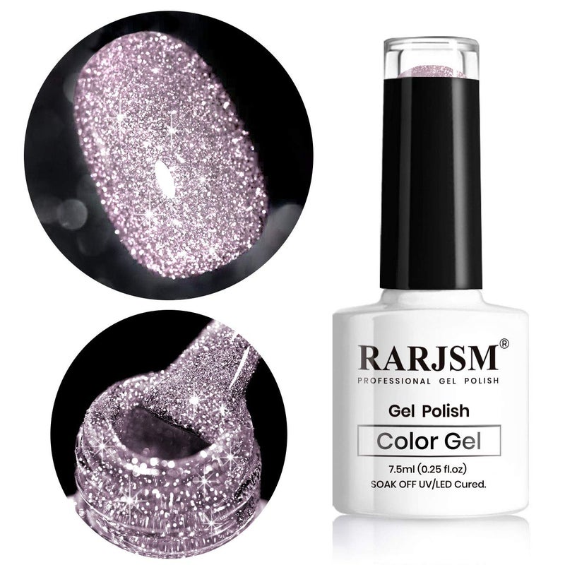 RARJSM Diamond Gel Nail PolishReflective Glitter Gelpolish Sparkly Shiny Gel Nail Art Varnish ManicureU V L E D Curing Required Nailgel for Beginners DIY at Home RAR80
