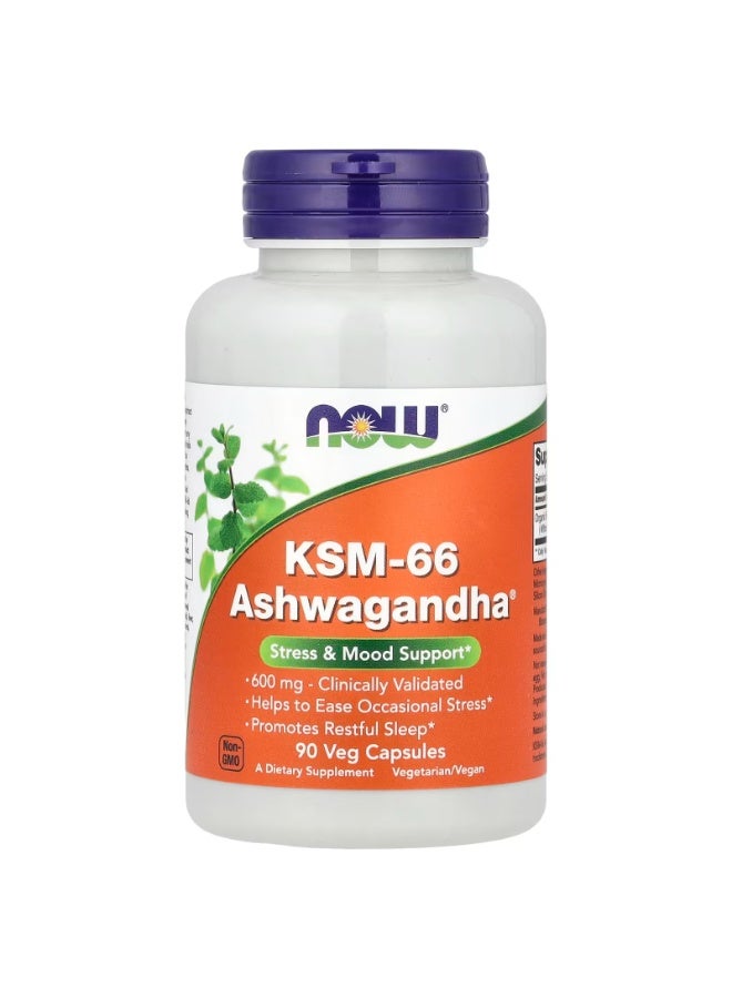 now KSM-66 Ashwagandha®, 600 mg, 90 Veg Capsules - Image 1