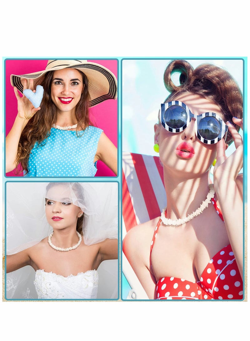 KASTWAVE Puka Shell Necklace, 2 Pcs Boho Cowrie Shell Choker White Clam Chip Surfer Necklaces, Beach Puka Seashell Necklaces with Extended Chain Adjustabale Weave Jewelry for Women Men Girls Boys - Image 2