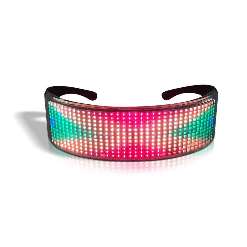 Led Light Up Glasses: Black Frame, Bt App Control - Music Rhythm Sync, Usb Rechargeable Luminous Glasses for Rave Festivals, Costume Parties, Night Clubs - Image 1